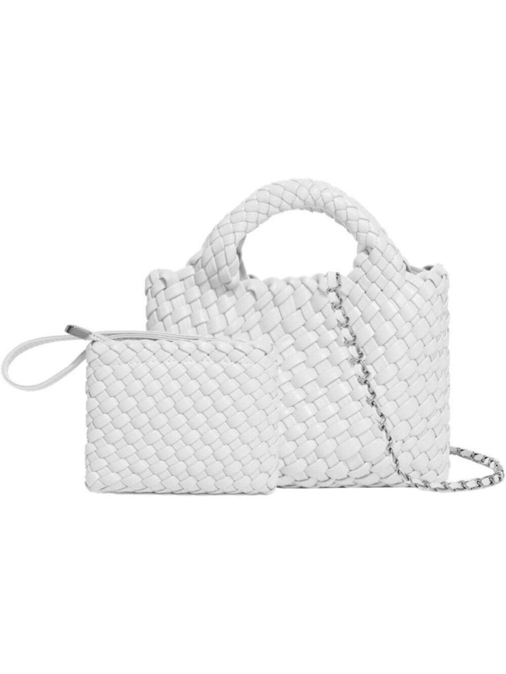 Stylish Woven Tote Bag with Coin Purse, Foldable Crossbody Handbag, Hobo Satchel
